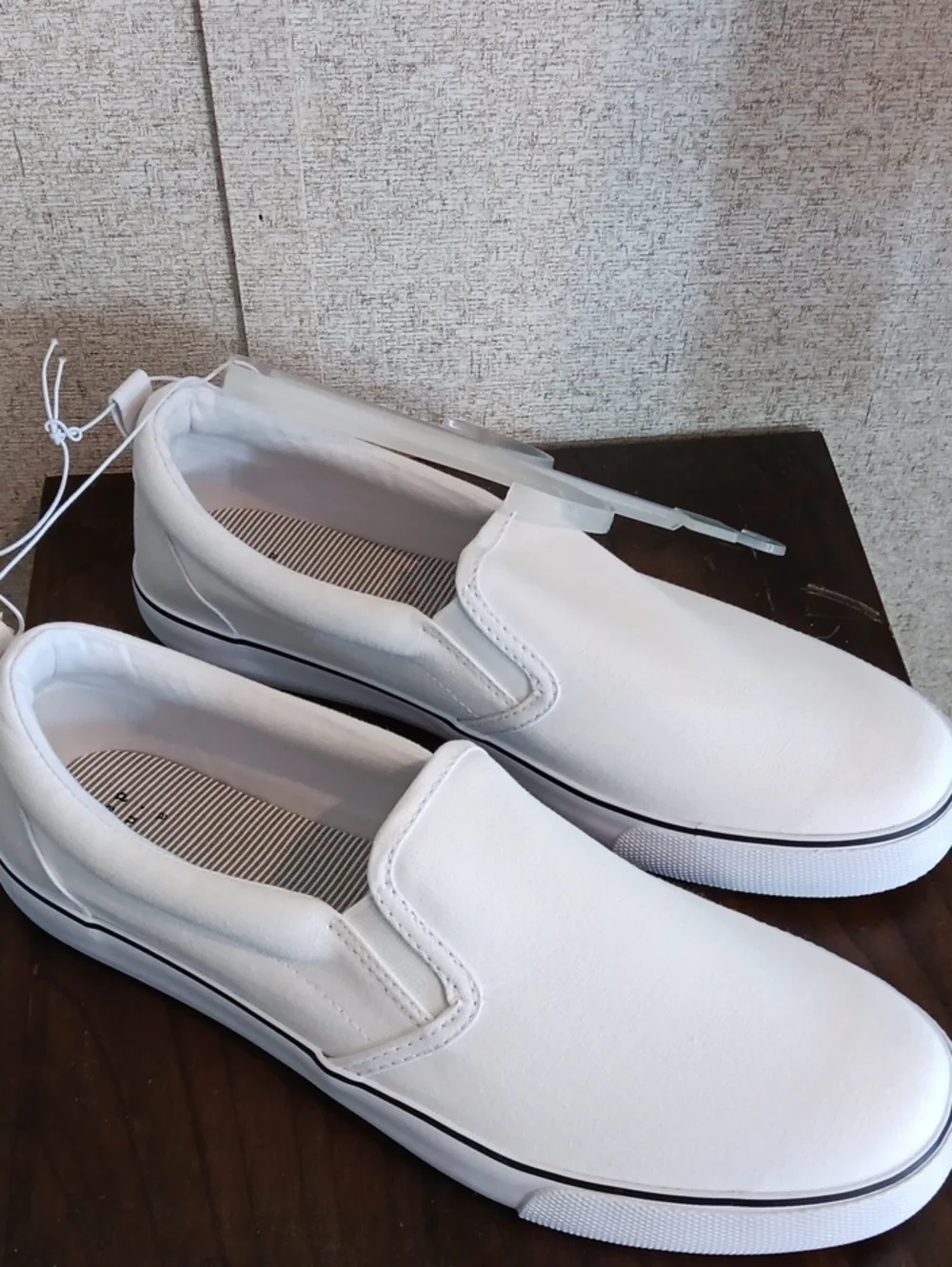 a new day White Slip-On Canvas Loafers for Men Size 10